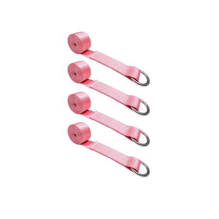 Tie 4 Safe 2" x 10' Lasso Strap w/ O Ring Auto Tie Down Wheel Lift Tow Truck Trailer Pink, 4PK TWS21-510-W9-PK-C-4